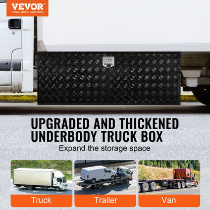 VEVOR Underbody Truck Box, 60" x 24" x 24" Pickup Storage Box, Heavy Duty Aluminum Diamond Plate Tool Box with Lock and Keys, Waterproof Trailer Storage Box with T-Handle Latch for Truck, Van, Trailer - CDKCGJX26024BFEV0V0 - view 3