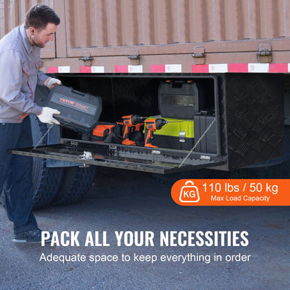 VEVOR Underbody Truck Box, 60" x 24" x 24" Pickup Storage Box, Heavy Duty Aluminum Diamond Plate Tool Box with Lock and Keys, Waterproof Trailer Storage Box with T-Handle Latch for Truck, Van, Trailer - CDKCGJX26024BFEV0V0 - view 4