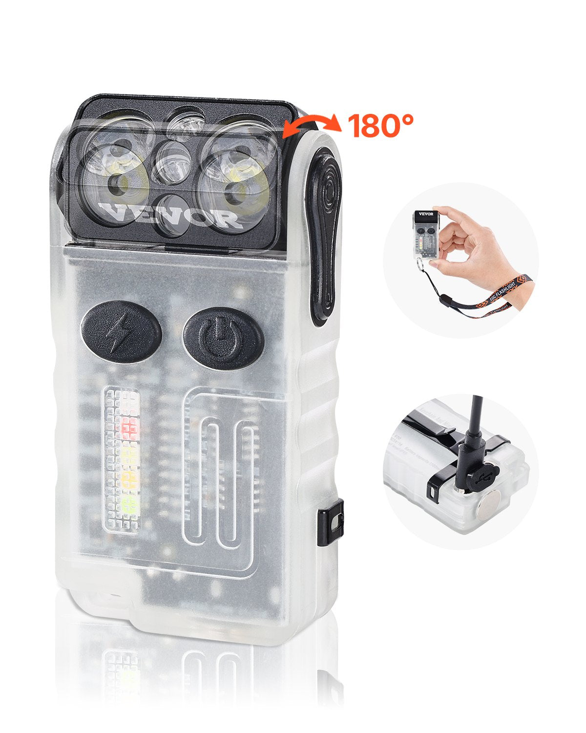 VEVOR Rechargeable Keychain Flashlight, Mini LED Flashlight with 13 Lighting Modes, Portable Pocket Flashlight with Clip, Magnetic Tail & 180° Rotating Head for Everyday Carry, Camping, Emergencies - CDKYCKHMNSDTINPK6V9 - view 1