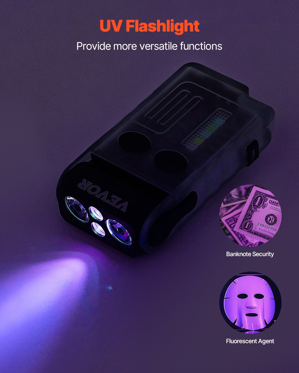 VEVOR Rechargeable Keychain Flashlight, Mini LED Flashlight with 13 Lighting Modes, Portable Pocket Flashlight with Clip, Magnetic Tail & 180° Rotating Head for Everyday Carry, Camping, Emergencies - CDKYCKHMNSDTINPK6V9 - view 5