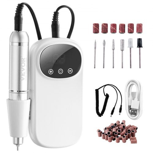 VEVOR Electric Rechargeable Nail Drill, 35,000RPM Portable Cordless Nail E File Machine, LCD-Display Acrylic Gel Grinder Tool with 6 Bits and 50PCS Sanding Bands for Manicure Pedicure Carve Polish - CDSMJDMJBXSZQW53MV9 - view 2