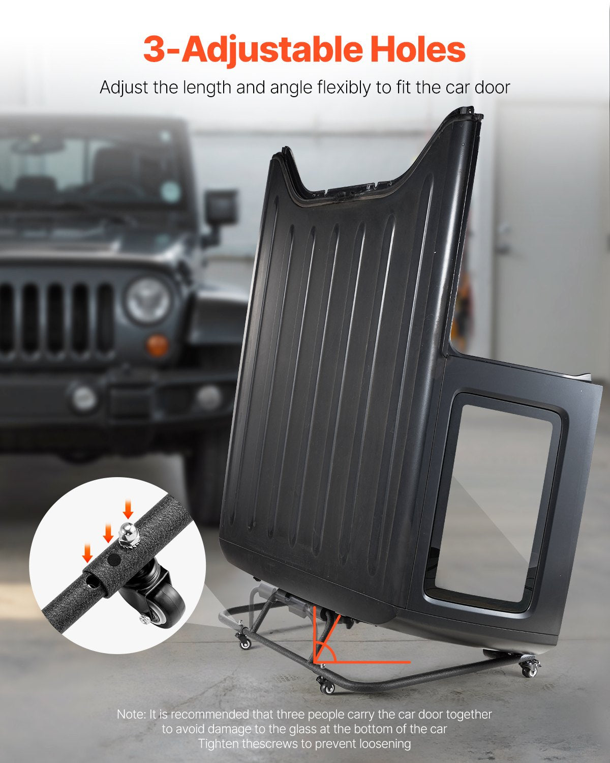 VEVOR Hardtop Storage Cart, Moveable Sturdy Hard Top Cart, with 3-Adjustable Holes & Thickened Soft Padding, Hardtop Storage Rack with Powder Coating, Fit for Jeep Wrangler TJ, JK - CDTCCZ1PCS006HIMTV0 - view 4