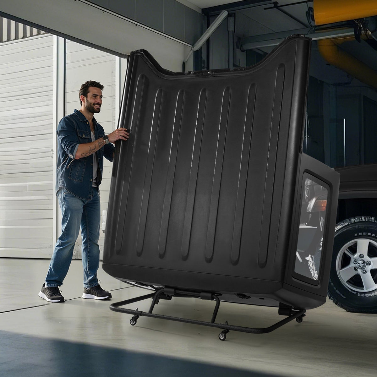 VEVOR Hardtop Storage Cart, Moveable Sturdy Hard Top Cart, with 3-Adjustable Holes & Thickened Soft Padding, Hardtop Storage Rack with Powder Coating, Fit for Jeep Wrangler TJ, JK - CDTCCZ1PCS006HIMTV0 - view 9