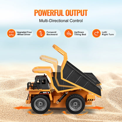 VEVOR RC Dump Truck Toy, 9-Channel 1:18 Scale, Remote Control Dump Truck RC Construction Vehicle Truck Toy with Metal Bed & Light, 2 Rechargeable Batteries for Toddlers Kids Boys and Girls Age 8+ - CDXJSCZ9TDKCLK4N4V9 - view 4