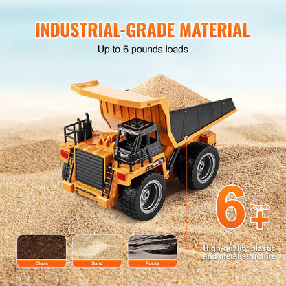 VEVOR RC Dump Truck Toy, 9-Channel 1:18 Scale, Remote Control Dump Truck RC Construction Vehicle Truck Toy with Metal Bed & Light, 2 Rechargeable Batteries for Toddlers Kids Boys and Girls Age 8+ - CDXJSCZ9TDKCLK4N4V9 - view 5