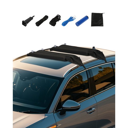 VEVOR Inflatable Soft Roof Rack Bars, 37.6-Inch Universal Car Roof Rack Pads, 88LBS Loading Luggage Kayak Carrier with 2 Tie-Down Straps & Ropes, Hand Air Pump, Storage Bag for Canoes Surfboards SUPs - CDXLJDWXHGJKOWKIKV0 - view 2