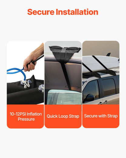 VEVOR Inflatable Soft Roof Rack Bars, 37.6-Inch Universal Car Roof Rack Pads, 88LBS Loading Luggage Kayak Carrier with 2 Tie-Down Straps & Ropes, Hand Air Pump, Storage Bag for Canoes Surfboards SUPs - CDXLJDWXHGJKOWKIKV0 - view 5