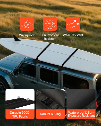 VEVOR Inflatable Soft Roof Rack Bars, 37.6-Inch Universal Car Roof Rack Pads, 88LBS Loading Luggage Kayak Carrier with 2 Tie-Down Straps & Ropes, Hand Air Pump, Storage Bag for Canoes Surfboards SUPs - CDXLJDWXHGJKOWKIKV0 - view 7