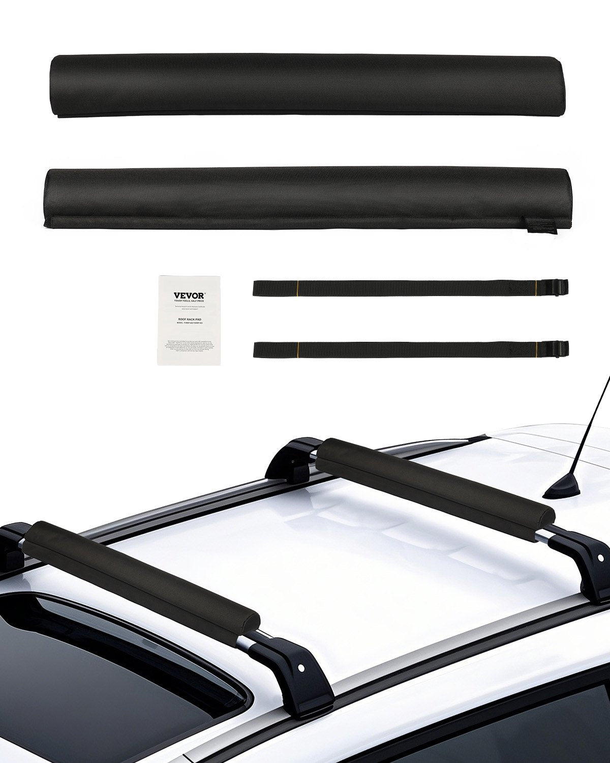 VEVOR Soft Roof Rack Pads, 28" Universal Car Roof Rack Pads for Various Crossbars, 88LBS Load Capacity Luggage Kayak Carrier with 2 Tie Down Straps for SUPs Canoes Snowboards Paddle Boards - CDXLJDXHGJKHR1COVV0 - view 1