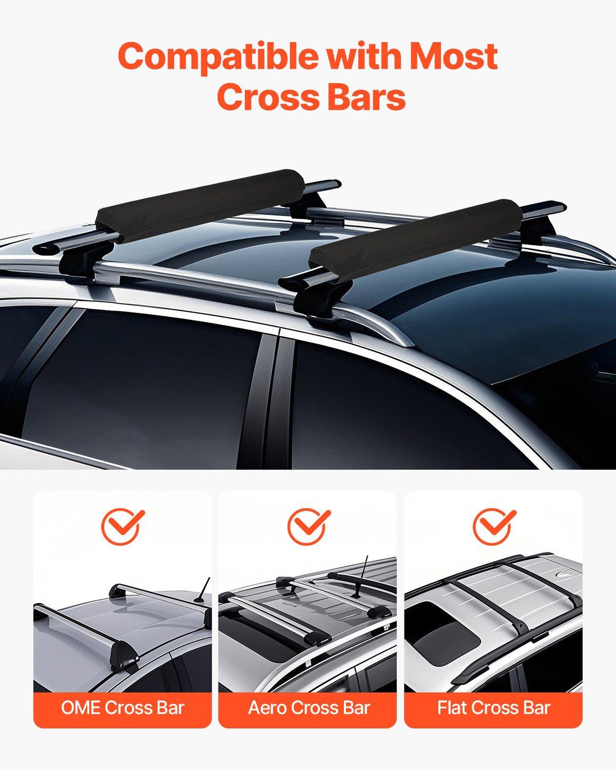 VEVOR Soft Roof Rack Pads, 28" Universal Car Roof Rack Pads for Various Crossbars, 88LBS Load Capacity Luggage Kayak Carrier with 2 Tie Down Straps for SUPs Canoes Snowboards Paddle Boards - CDXLJDXHGJKHR1COVV0 - view 3