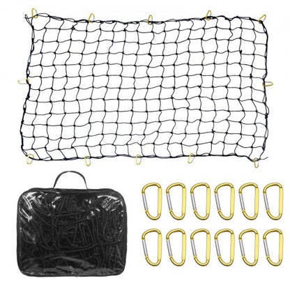 VEVOR Cargo Net, 72 in x 48 in, Heavy Duty Bungee Cargo Netting with 12 Carabiners, 4' x 6' Stretches to 7.2' x 10.8', Wear-resistant & Weather-proof, Suitable for Pickup, Truck, Jeep, SUV, Trailer - CDXLW7248INCDU0L0V0 - view 2