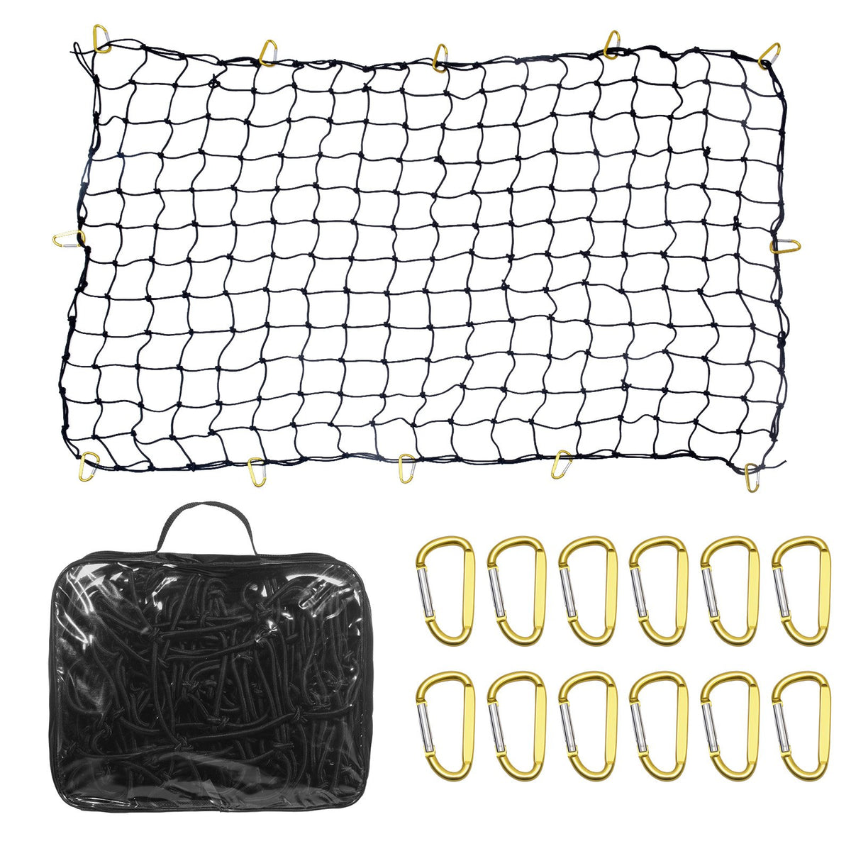 VEVOR Cargo Net, 72 in x 48 in, Heavy Duty Bungee Cargo Netting with 12 Carabiners, 4' x 6' Stretches to 7.2' x 10.8', Wear-resistant & Weather-proof, Suitable for Pickup, Truck, Jeep, SUV, Trailer - CDXLW7248INCDU0L0V0 - view 10