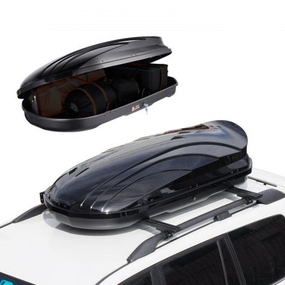 VEVOR Rooftop Cargo Carrier, 11 Cubic Feet Roof Cargo Box, ABS Hard Shell Roof Box, with Dual-Sided Opening and 2 Reinforced Straps, Aerodynamic, Suitable for most Crossbar, for Car, Wagon, SUV, Black - CDXLXHS11LFYIFFORV0 - view 2