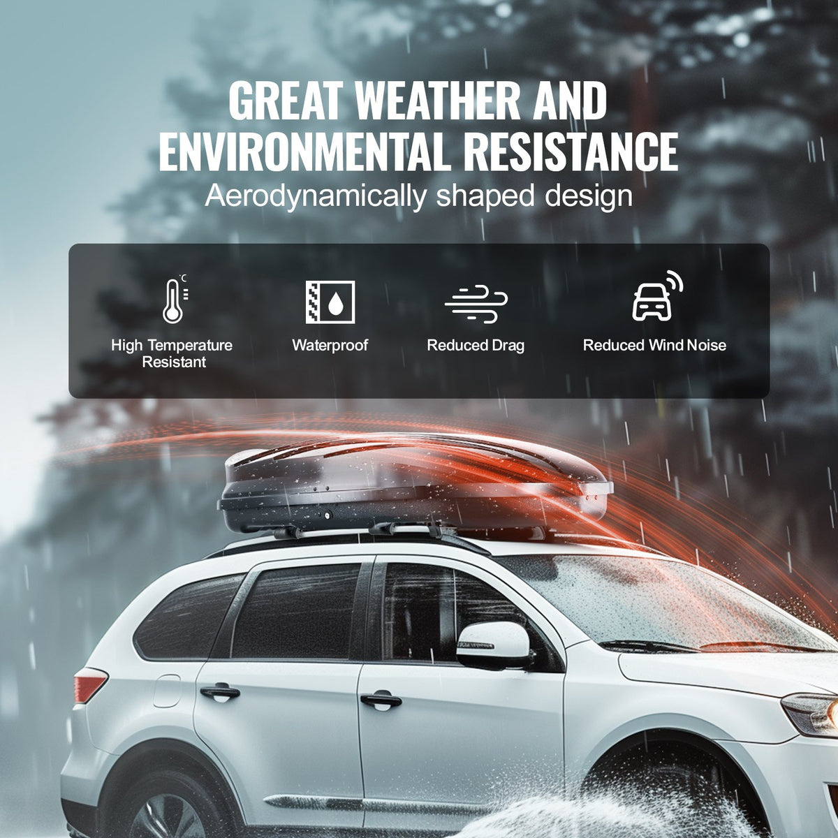 VEVOR Rooftop Cargo Carrier, 11 Cubic Feet Roof Cargo Box, ABS Hard Shell Roof Box, with Dual-Sided Opening and 2 Reinforced Straps, Aerodynamic, Suitable for most Crossbar, for Car, Wagon, SUV, Black - CDXLXHS11LFYIFFORV0 - view 7
