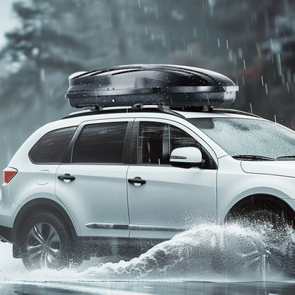 VEVOR Rooftop Cargo Carrier, 11 Cubic Feet Roof Cargo Box, ABS Hard Shell Roof Box, with Dual-Sided Opening and 2 Reinforced Straps, Aerodynamic, Suitable for most Crossbar, for Car, Wagon, SUV, Black - CDXLXHS11LFYIFFORV0 - view 9