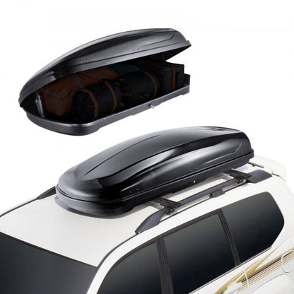 VEVOR Rooftop Cargo Carrier, 14 Cubic Feet Roof Cargo Box, ABS Hard Shell Roof Box, with Dual-Sided Opening and 2 Reinforced Straps, Aerodynamic, Suitable for most Crossbar, for Car, Wagon, SUV, Black - CDXLXHS14LFYUR2AAV0 - view 2