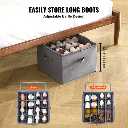 VEVOR Under Bed Shoe Storage Organizer, 1 Pack, 16 Compartments, Underbed Shoe Box Storage Containers Adjustable Dividers, Sandal Organizer Storage with Clear Window, Breathable, Reinforced Handles - CDXSNGKHS0000QJ43V0 - view 4