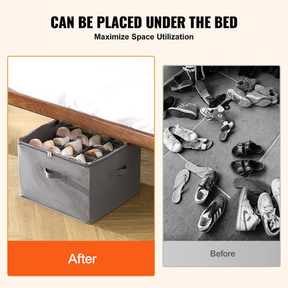 VEVOR Under Bed Shoe Storage Organizer, 1 Pack, 16 Compartments, Underbed Shoe Box Storage Containers Adjustable Dividers, Sandal Organizer Storage with Clear Window, Breathable, Reinforced Handles - CDXSNGKHS0000QJ43V0 - view 6