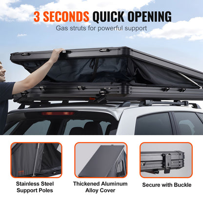VEVOR Rooftop Tent Hard Shell, Naturnest Rooftop Tent Hardshell for 2-3 Person, Hard Shell Roof Top Tent with Telescopic Ladder Thick Mattress, Waterproof Windproof for Jeep SUV Van Pickup Truck - CDZPSJKSJKJBEH00WV9 - view 5