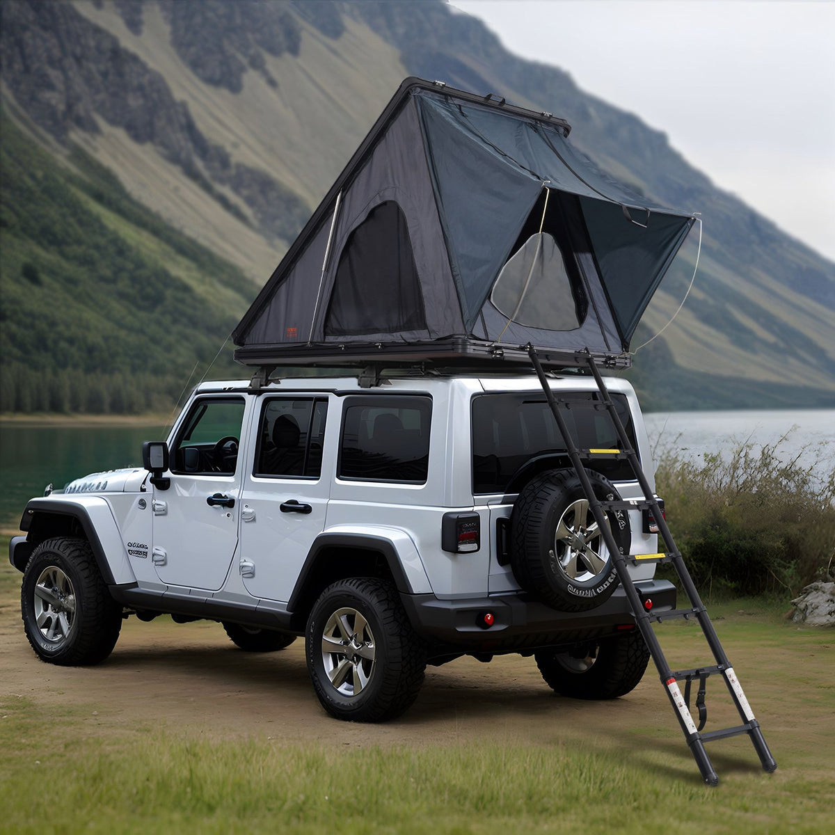 VEVOR Rooftop Tent Hard Shell, Naturnest Rooftop Tent Hardshell for 2-3 Person, Hard Shell Roof Top Tent with Telescopic Ladder Thick Mattress, Waterproof Windproof for Jeep SUV Van Pickup Truck - CDZPSJKSJKJBEH00WV9 - view 9