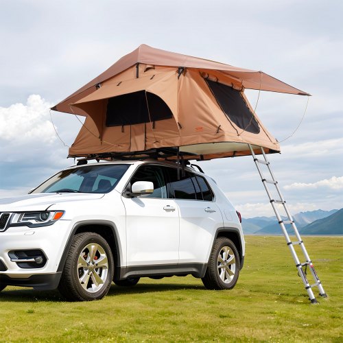 VEVOR Rooftop Tent Hard Shell, Naturnest Rooftop Tent Hardshell for 2-3 Person, Folding Hard Shell Roof Top Tent with Telescopic Ladder Mattress PVC Cover Bag, Waterproof for Jeep SUV Van Pickup Truck - CDZPZDKZDKX0DCT4YV9 - view 2