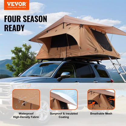 VEVOR Rooftop Tent Hard Shell, Naturnest Rooftop Tent Hardshell for 2-3 Person, Folding Hard Shell Roof Top Tent with Telescopic Ladder Mattress PVC Cover Bag, Waterproof for Jeep SUV Van Pickup Truck - CDZPZDKZDKX0DCT4YV9 - view 3