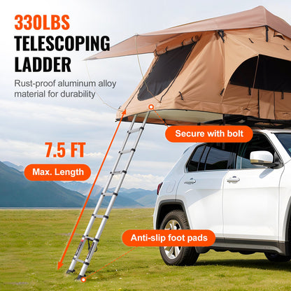 VEVOR Rooftop Tent Hard Shell, Naturnest Rooftop Tent Hardshell for 2-3 Person, Folding Hard Shell Roof Top Tent with Telescopic Ladder Mattress PVC Cover Bag, Waterproof for Jeep SUV Van Pickup Truck - CDZPZDKZDKX0DCT4YV9 - view 6