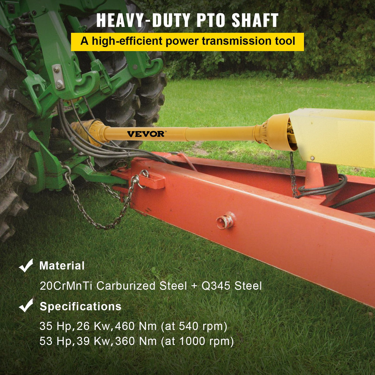 VEVOR PTO Shaft, 1-3/8” PTO Drive Shaft, 6 Spline Tractor and Implement Ends PTO Driveline Shaft, Series 4 Tractor PTO Shaft, 39”-55” Brush Hog PTO Shaft, PTO Shaft for Bush Hog/Fi - CDZT4Y100040505B1V0 - view 2