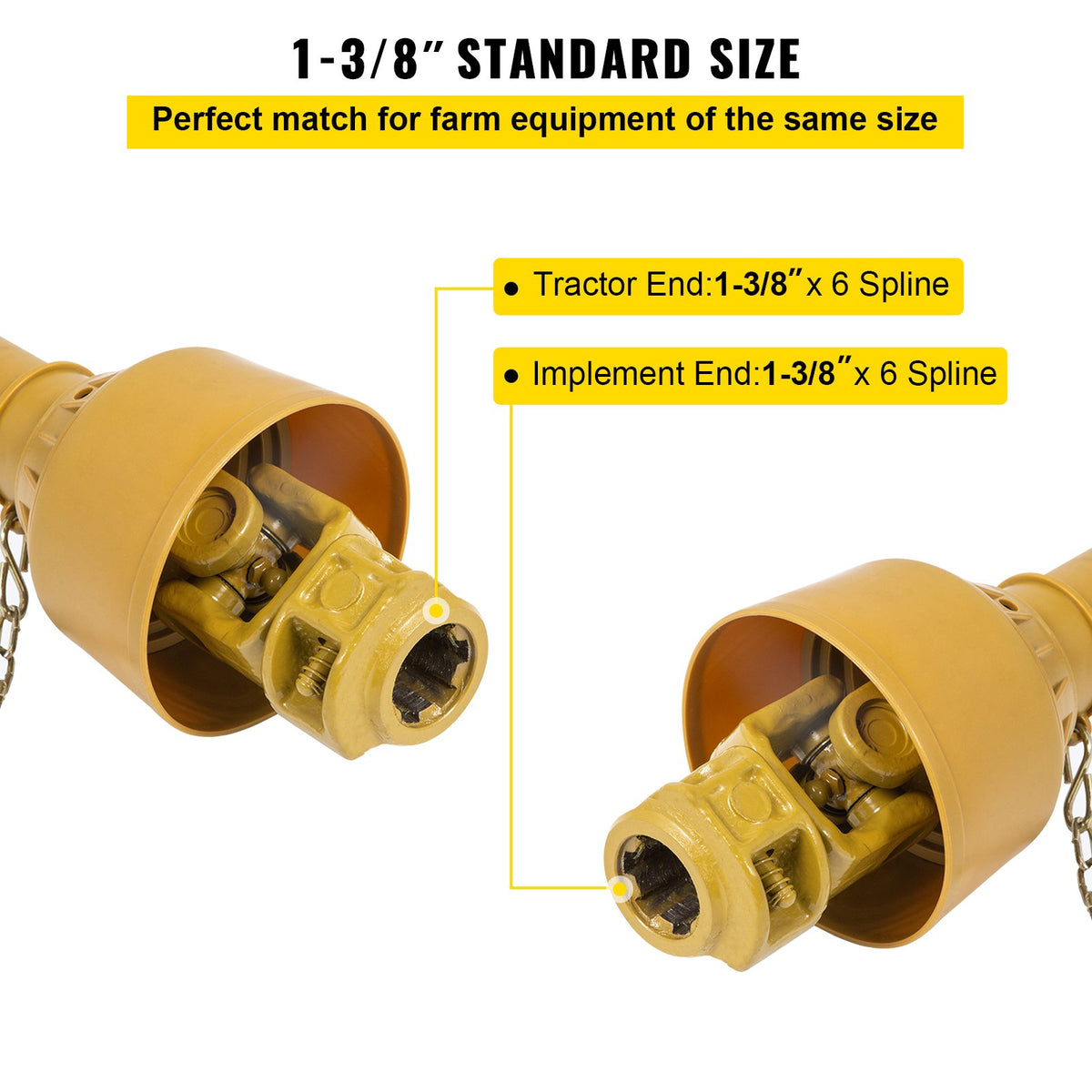 VEVOR PTO Shaft, 1-3/8” PTO Drive Shaft, 6 Spline Tractor and Implement Ends PTO Driveline Shaft, Series 4 Tractor PTO Shaft, 39”-55” Brush Hog PTO Shaft, PTO Shaft for Bush Hog/Fi - CDZT4Y100040505B1V0 - view 3
