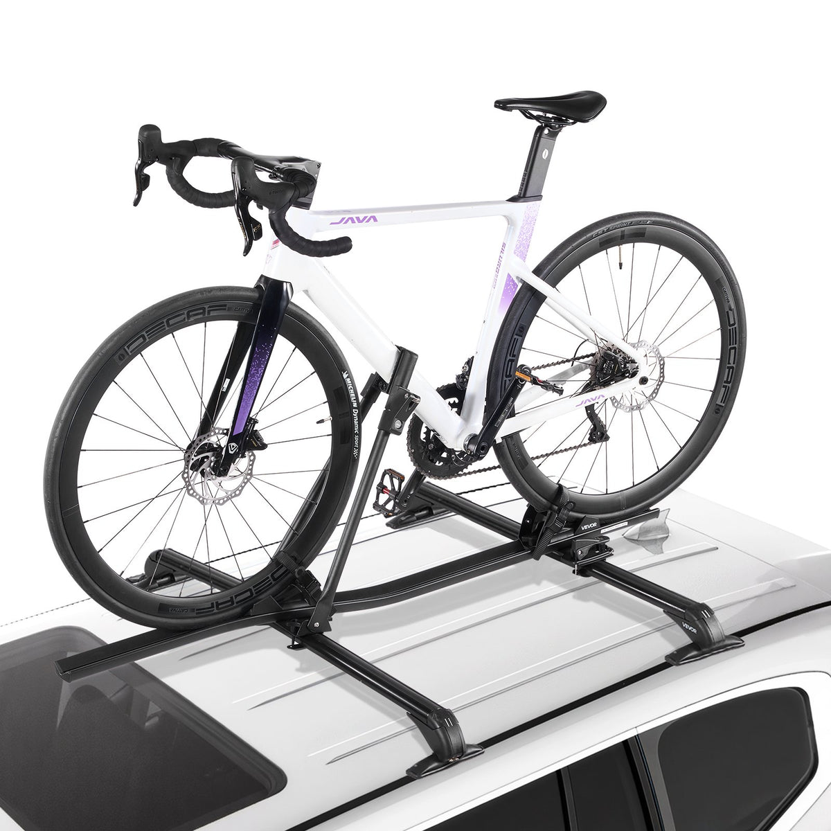 VEVOR Roof Bike Rack, 33 lbs Capacity, Upright Roof Mount Bicycle Rack with Secure Locking System for Most Standard Crossbars, Aluminum Upright Rooftop Bike Rack 1 Bike Carrier for Car SUV, Black - CDZXCJZLFZDC0GA9H001V0 - view 1