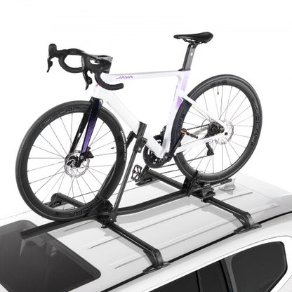 VEVOR Roof Bike Rack, 33 lbs Capacity, Upright Roof Mount Bicycle Rack with Secure Locking System for Most Standard Crossbars, Aluminum Upright Rooftop Bike Rack 1 Bike Carrier for Car SUV, Black - CDZXCJZLFZDC0GA9H001V0 - view 2