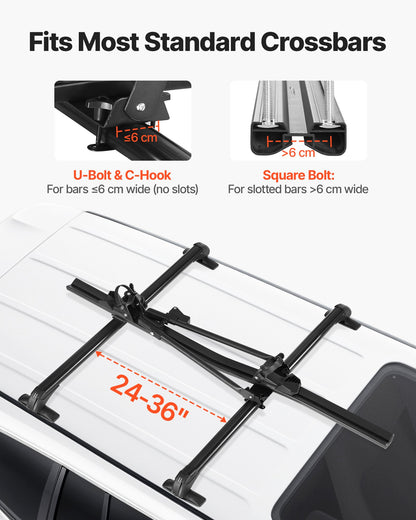 VEVOR Roof Bike Rack, 33 lbs Capacity, Upright Roof Mount Bicycle Rack with Secure Locking System for Most Standard Crossbars, Aluminum Upright Rooftop Bike Rack 1 Bike Carrier for Car SUV, Black - CDZXCJZLFZDC0GA9H001V0 - view 3