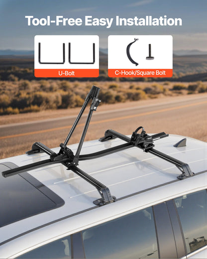 VEVOR Roof Bike Rack, 33 lbs Capacity, Upright Roof Mount Bicycle Rack with Secure Locking System for Most Standard Crossbars, Aluminum Upright Rooftop Bike Rack 1 Bike Carrier for Car SUV, Black - CDZXCJZLFZDC0GA9H001V0 - view 7