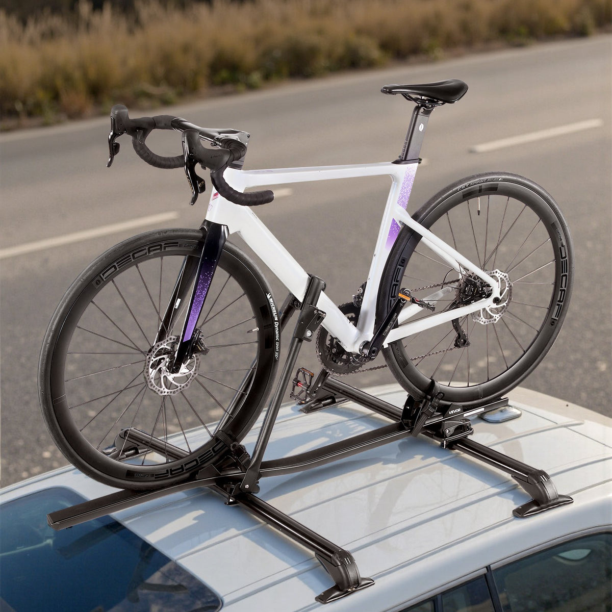 VEVOR Roof Bike Rack, 33 lbs Capacity, Upright Roof Mount Bicycle Rack with Secure Locking System for Most Standard Crossbars, Aluminum Upright Rooftop Bike Rack 1 Bike Carrier for Car SUV, Black - CDZXCJZLFZDC0GA9H001V0 - view 9