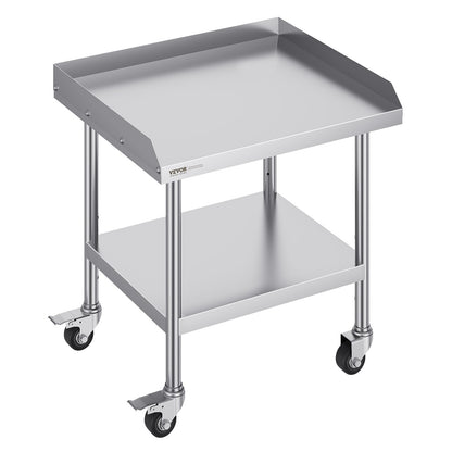 VEVOR Stainless Steel Work Table, 24 x 28 x 30 Inch Commercial Food Prep Worktable with 4 Wheels, Casters, 3-Sided Backsplash Heavy Duty Prep Worktable, Metal Work Table for Restaurant Home Hotel - CFBXGGZTDJLSBZDTCV0 - view 1