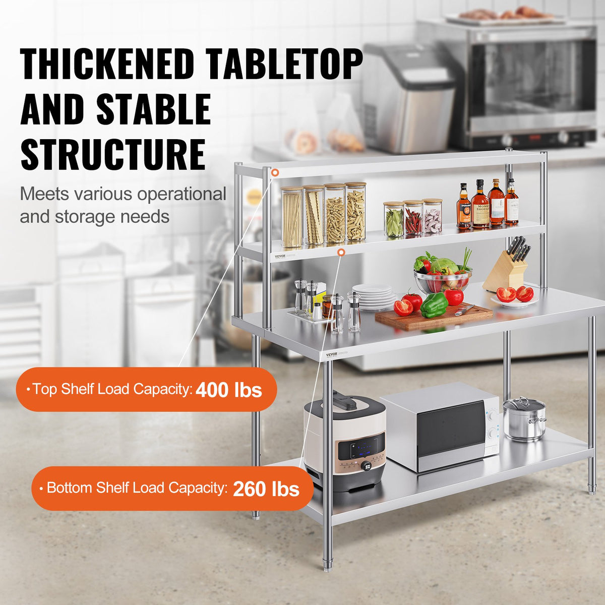 VEVOR Commercial Worktables - Select Your Configuration - CFBXGGZTSCSJ5XMMKV0 - view 3