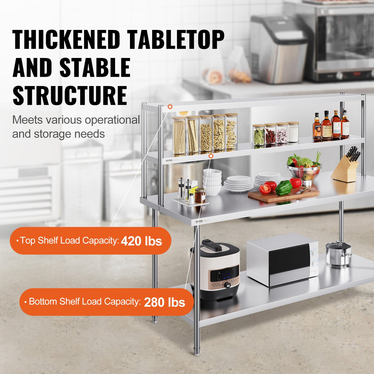 VEVOR Commercial Worktables - Select Your Configuration - CFBXGGZTSCSJ88VG4V0 - view 3