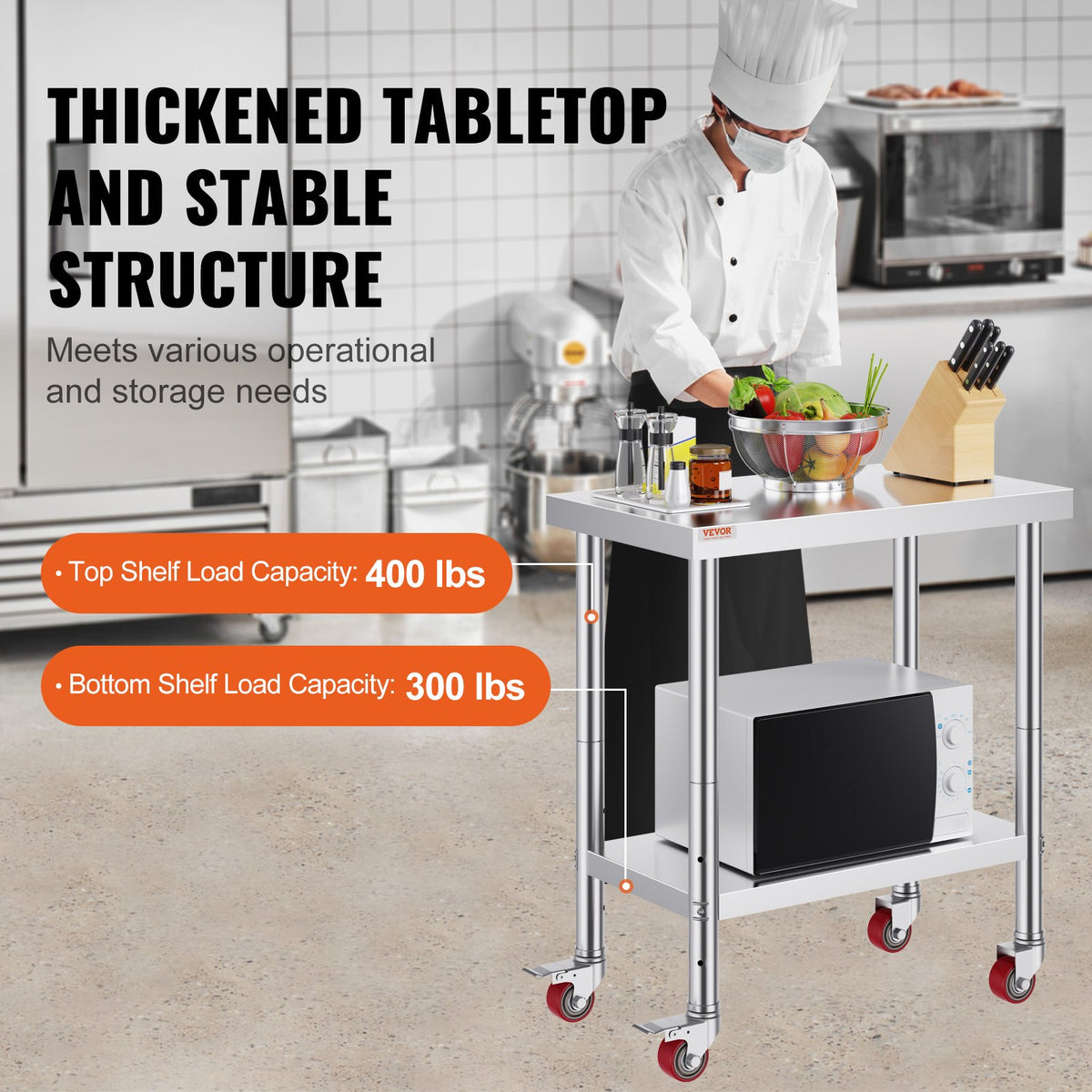 VEVOR Commercial Worktables - Select Your Configuration - CFGZT30X18X34YC01V0 - view 3