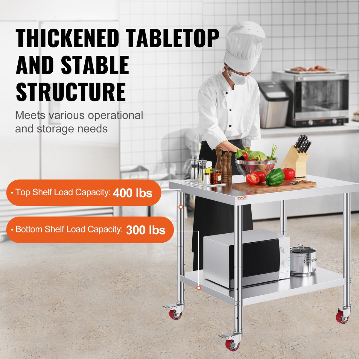 VEVOR Commercial Worktables - Select Your Configuration - CFGZT30X36X34YC01V0 - view 3