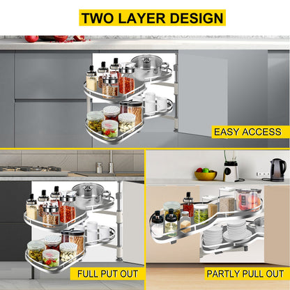 VEVOR Swing Left Blind Corner Cabinet Pull Out for 36 inch Cabinet, 2 Tier Swing Tray Blind Kitchen Cabinet, Soft Close Cloud Blind Organizer for Right Handed Open Blind Corner - CGLLSNGFDX36YCZB1V0 - view 3