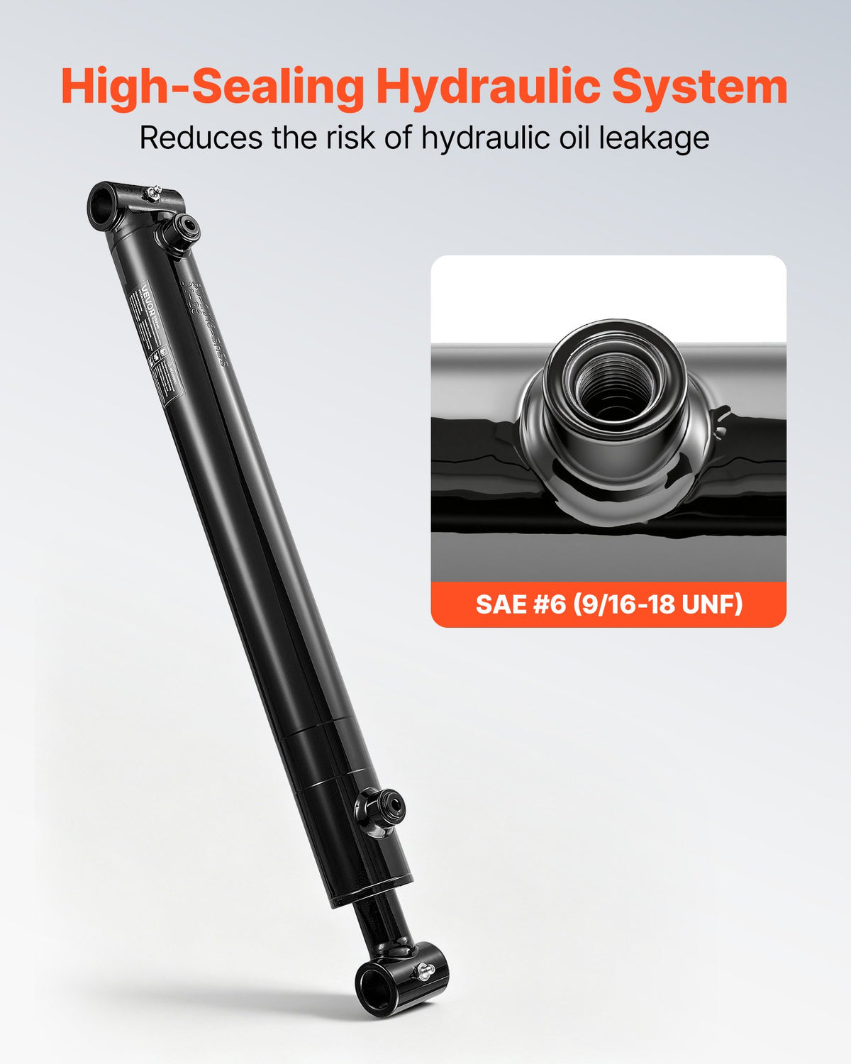 VEVOR Double Acting Hydraulic Cylinder, 2" Bore x 16" Stroke, Max 3500PSI Hydraulic Cylinder, Heavy-Duty Welded Cross Tube Cylinders with 1" Pin Hole & SAE #6 Port for Agricultural Machinery, Tractors - CGSZYYYG2INCIIVKU001V0 - view 7