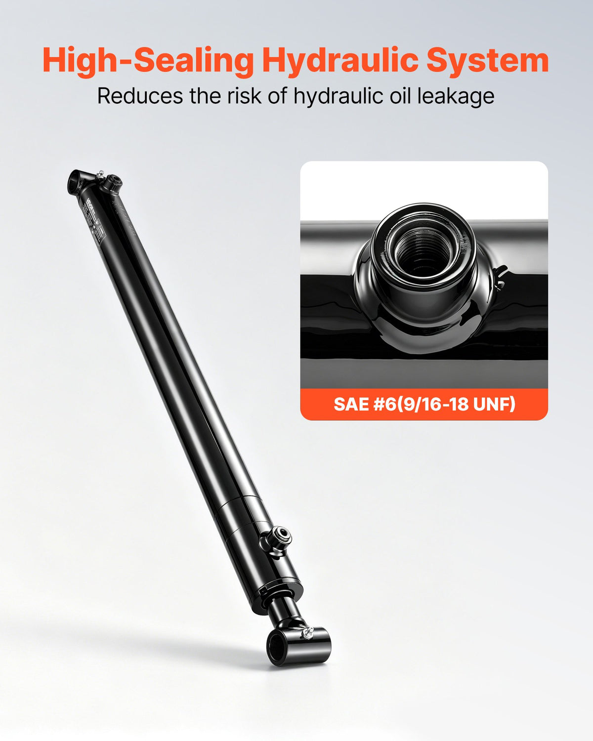 VEVOR Double Acting Hydraulic Cylinder, 2" Bore x 24" Stroke, Max 3500PSI Hydraulic Cylinder, Heavy-Duty Welded Cross Tube Cylinders with 1" Pin Hole & SAE #6 Port for Agricultural Machinery, Tractors - CGSZYYYG2INCOV2AN001V0 - view 7
