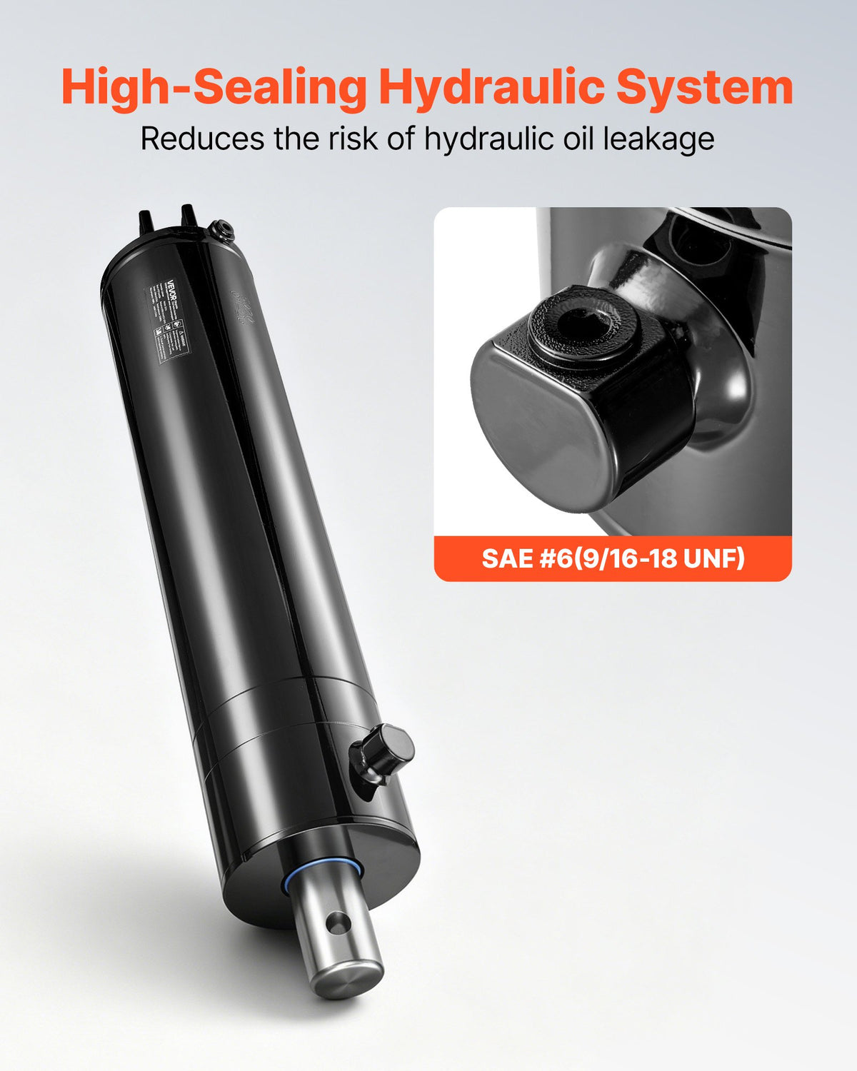 VEVOR Double Acting Hydraulic Cylinder, 5" Bore x 20" Stroke, Max 4500PSI Hydraulic Cylinder, Heavy-Duty Welded Cross Tube Cylinders with 0.63" Pin Hole & SAE #6 Port for Agricultural Machinery - CGSZYYYG5INCYN83Z001V0 - view 7