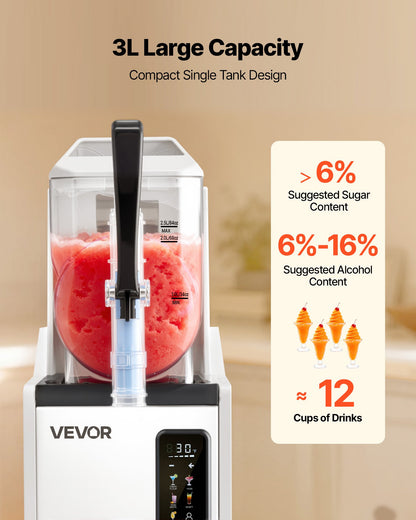 VEVOR Slushie Machine, 3L/100oz No Ice Needed Slushy Machine for Home, Frozen Drink Maker with Single Tank, Margarita Machine with Self-Cleaning, for Frozen Margaritas, Frappés, Milkshake & More - CGXXRJ25X13LRYFFU001V1 - view 5
