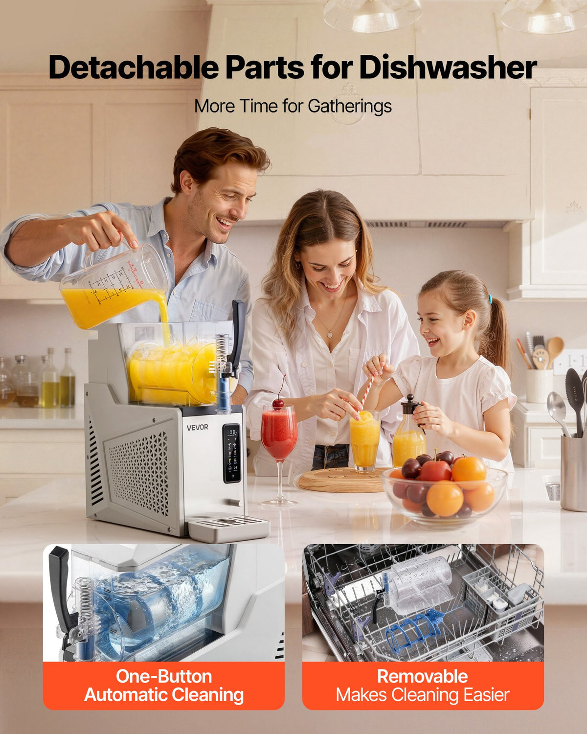 VEVOR Slushie Machine, 3L/100oz No Ice Needed Slushy Machine for Home, Frozen Drink Maker with Single Tank, Margarita Machine with Self-Cleaning, for Frozen Margaritas, Frappés, Milkshake & More - CGXXRJ25X13LRYFFU001V1 - view 6