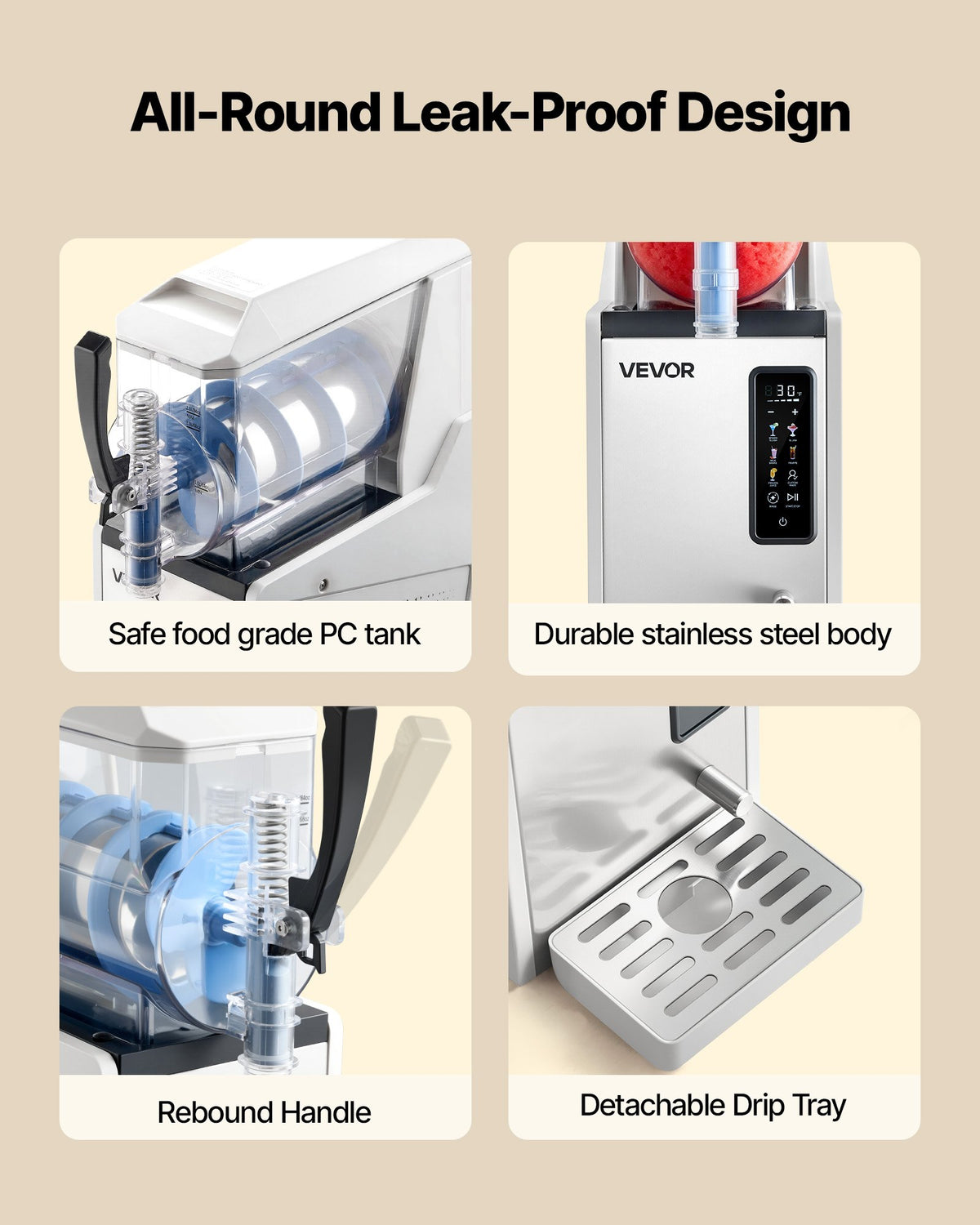 VEVOR Slushie Machine, 3L/100oz No Ice Needed Slushy Machine for Home, Frozen Drink Maker with Single Tank, Margarita Machine with Self-Cleaning, for Frozen Margaritas, Frappés, Milkshake & More - CGXXRJ25X13LRYFFU001V1 - view 7