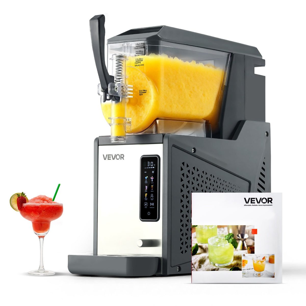 VEVOR Slushie Machine, 4L/135oz No Ice Needed Slushy Machine for Home, Frozen Drink Maker with Single Tank, Margarita Machine with Self-Cleaning, for Frozen Margaritas, Frappés, Milkshake & More - CGXXRJ25X14LO716M001V1 - view 1