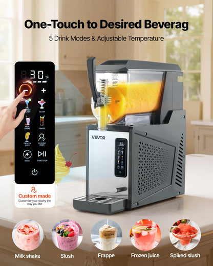 VEVOR Slushie Machine, 4L/135oz No Ice Needed Slushy Machine for Home, Frozen Drink Maker with Single Tank, Margarita Machine with Self-Cleaning, for Frozen Margaritas, Frappés, Milkshake & More - CGXXRJ25X14LO716M001V1 - view 3