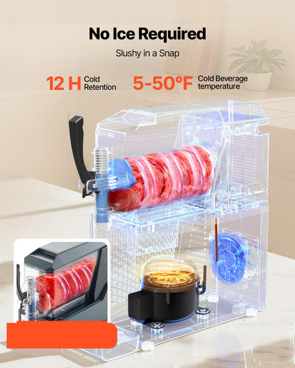 VEVOR Slushie Machine, 4L/135oz No Ice Needed Slushy Machine for Home, Frozen Drink Maker with Single Tank, Margarita Machine with Self-Cleaning, for Frozen Margaritas, Frappés, Milkshake & More - CGXXRJ25X14LO716M001V1 - view 4
