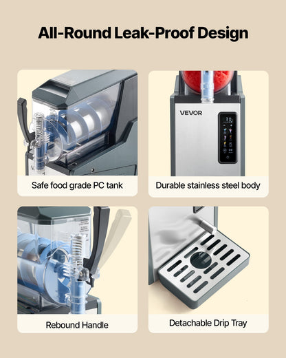 VEVOR Slushie Machine, 4L/135oz No Ice Needed Slushy Machine for Home, Frozen Drink Maker with Single Tank, Margarita Machine with Self-Cleaning, for Frozen Margaritas, Frappés, Milkshake & More - CGXXRJ25X14LO716M001V1 - view 7